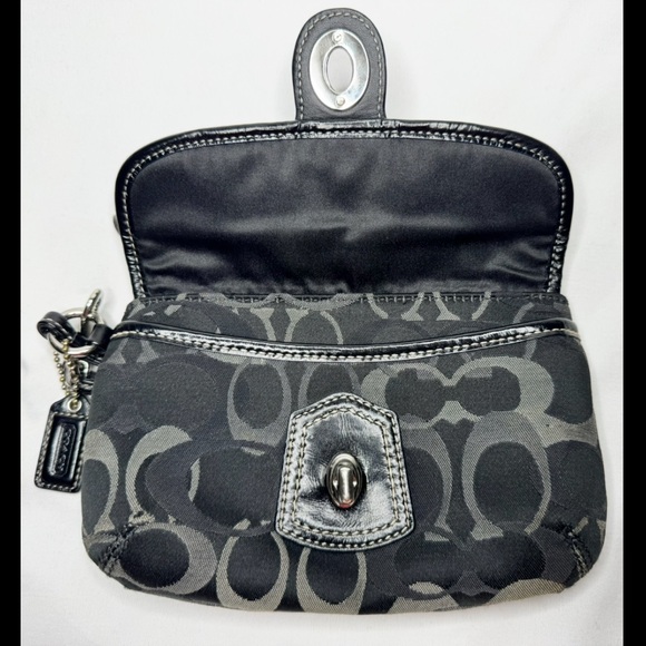 Coach Legacy Black and Gray Signature Wristlet - Picture 7 of 11